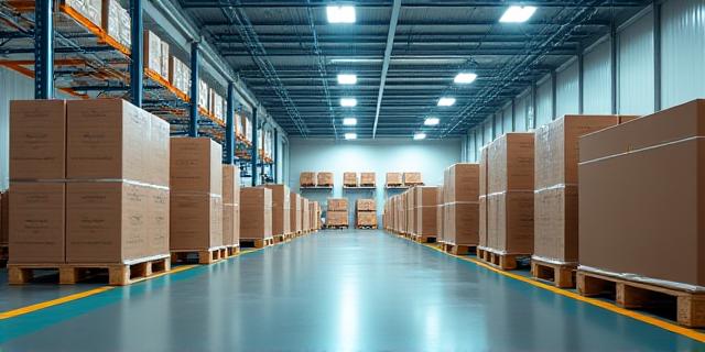 Warehouse staff organizing palletized freight for LTL shipment
